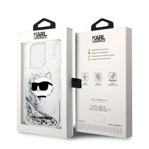 Original Pouch KARL LAGERFELD Glitter Choupette Head KLHCP14XLNCHCS tok iPhone 14 Pro Max ezüst - 8