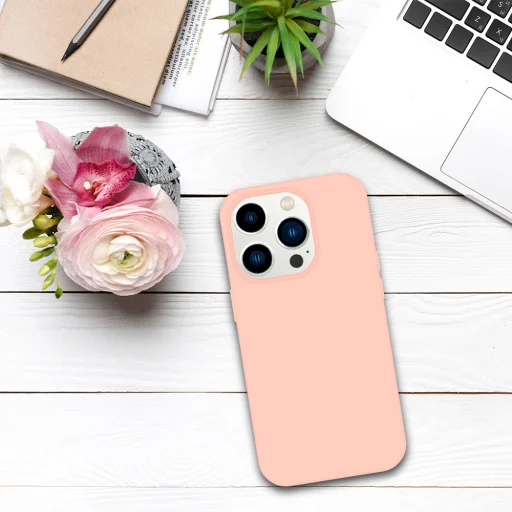 Tel Protect Silicone Premium tok iPhone 14 Pro Max-hoz világos rózsaszín - 5