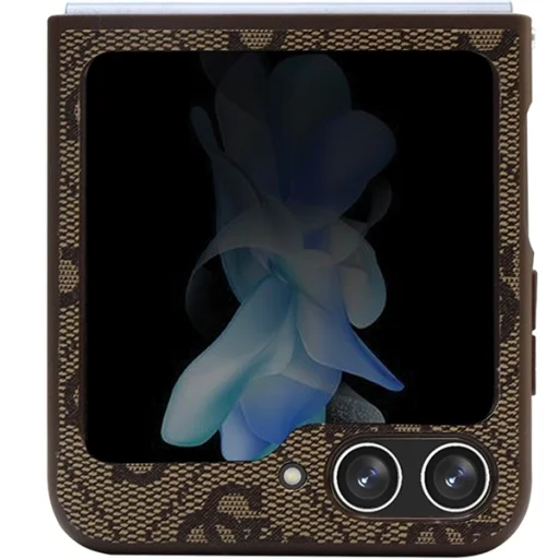 Original Case GUESS - kemény tok Leather 4G Triangle Strass GUHCZF5P4TDPW Samsung Galaxy Z Flip 5 Barna tok - 3