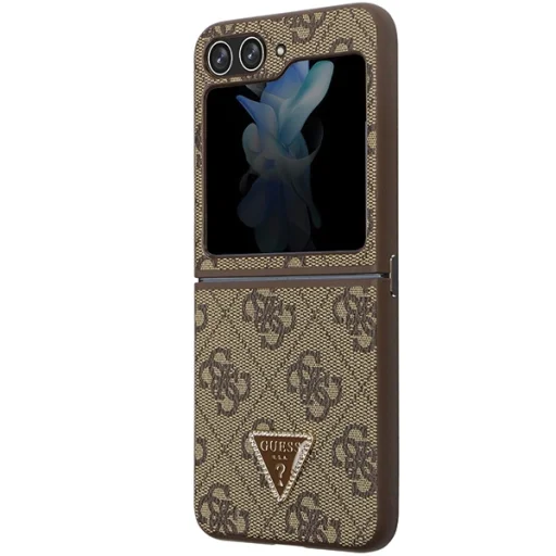 Original Case GUESS - kemény tok Leather 4G Triangle Strass GUHCZF5P4TDPW Samsung Galaxy Z Flip 5 Barna tok - 6