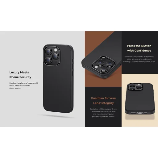  iPhone 15 Pro Max Fekete Benks Magnetic Leather tok - 4