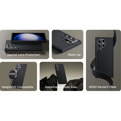  Samsung Galaxy S24 Ultra fekete Benks Etui Magnetic Hybrid Armor Pro 600D Kevlar tok - 8