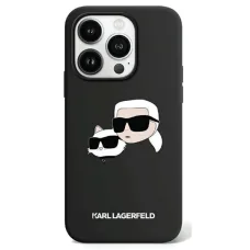  iPhone 15 Pro Fekete Eredeti Tartó KARL LAGERFELD Szilikon Karl & Choupette MagSafe KLHMP15LSKCHPPLK tok