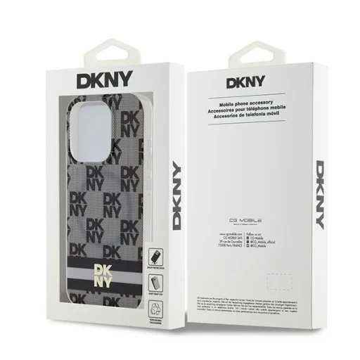 Original Case DKNY keménytok IML Checkered Mono Pattern & Printed Stripes MagSafe DKHMP13XHCPTSK iPhone 13 Pro Max fekete tok - 8