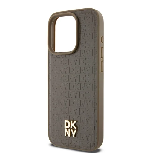 Original Case DKNY hardcase bőr Monogram mintás Fém Logó MagSafe DKHMP15XPSHRPSW tok iPhone 15 Pro Max barna - 6