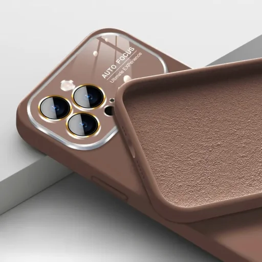 Soft Silicone Lens tok iPhone 15 Plus barna - 2