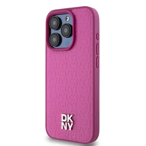 Eredeti Case DKNY kemény tok, Bőr Monogram Minta Fém Logó MagSafe DKHMP15LPSHRPSP iPhone 15 Pro rózsaszín tok - 2