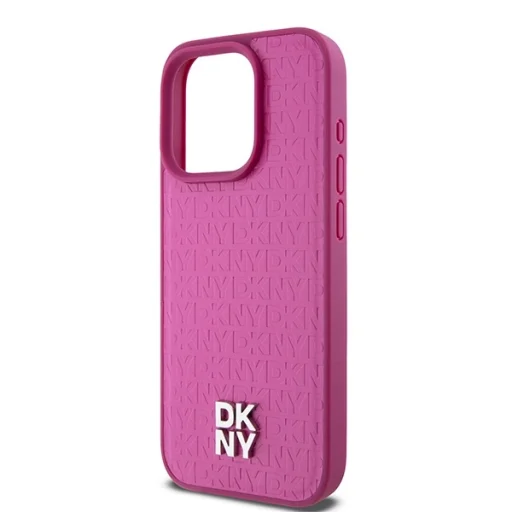 Eredeti Case DKNY kemény tok, Bőr Monogram Minta Fém Logó MagSafe DKHMP15LPSHRPSP iPhone 15 Pro rózsaszín tok - 6