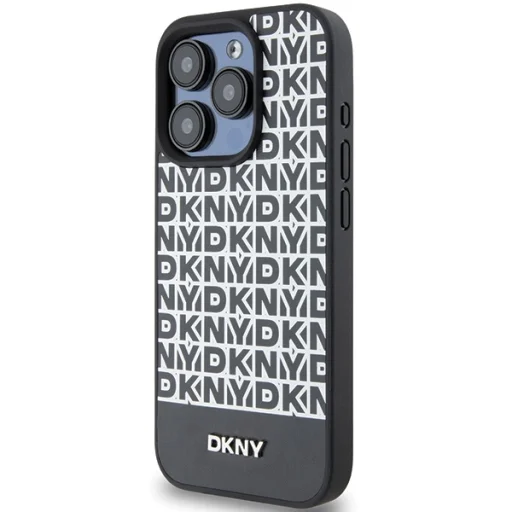 Original Case DKNY keménytok bőr nyomtatott mintával fém logóval MagSafe DKHMP15XPSOSPK iPhone 15 Pro Max fekete tok - 2