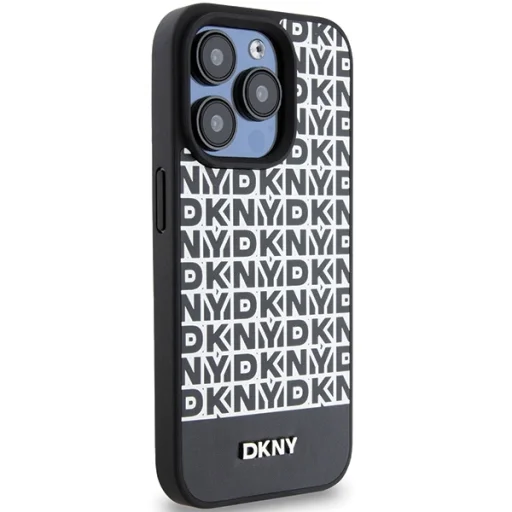 Original Case DKNY keménytok bőr nyomtatott mintával fém logóval MagSafe DKHMP15XPSOSPK iPhone 15 Pro Max fekete tok - 4
