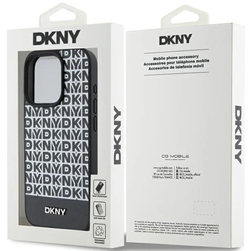 Original Case DKNY keménytok bőr nyomtatott mintával fém logóval MagSafe DKHMP15XPSOSPK iPhone 15 Pro Max fekete tok - 8