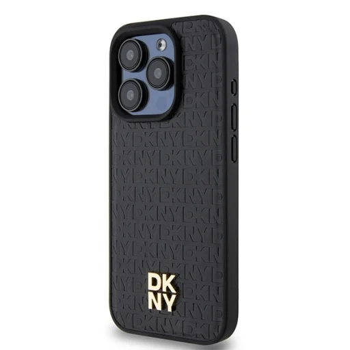 Original Case DKNY bőrtok Monogramminta Fém Logó MagSafe DKHMP15LPSHRPSK iPhone 15 Pro fekete tok - 2