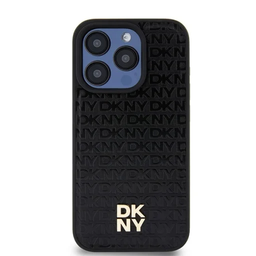 Original Case DKNY bőrtok Monogramminta Fém Logó MagSafe DKHMP15LPSHRPSK iPhone 15 Pro fekete tok - 3
