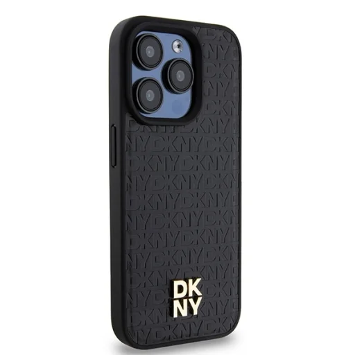 Original Case DKNY bőrtok Monogramminta Fém Logó MagSafe DKHMP15LPSHRPSK iPhone 15 Pro fekete tok - 4
