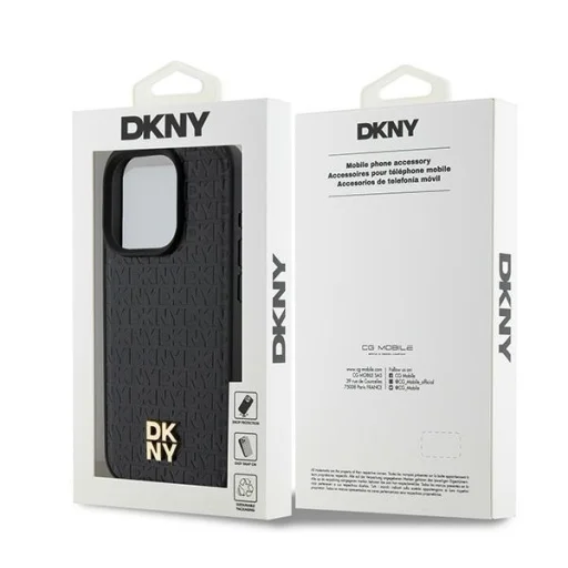 Original Case DKNY bőrtok Monogramminta Fém Logó MagSafe DKHMP15LPSHRPSK iPhone 15 Pro fekete tok - 8