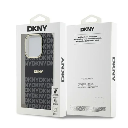 Eredeti DKNY keménytok IML Mono & Stripe MagSafe DKHMP14XHRHSEK iPhone 14 Pro Max-hoz fekete tok - 8