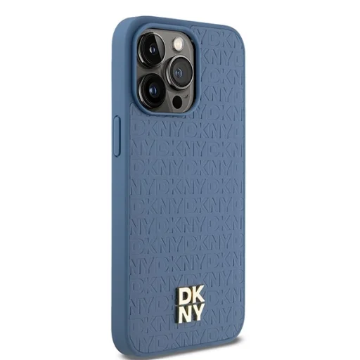Original Case DKNY keménytok Bőr Monogramm Minta Fém Logó MagSafe DKHMP15XPSHRPSB iPhone 15 Pro Max tok kék - 4