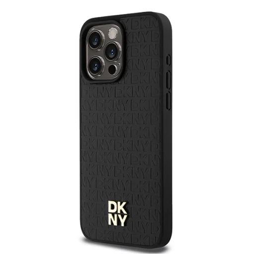 Original Case DKNY hardcase Leather Monogram Pattern Metal Logo MagSafe DKHMP15XPSHRPSK iPhone 15 Pro Max tok fekete - 2