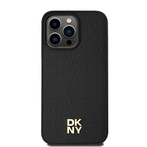 Original Case DKNY hardcase Leather Monogram Pattern Metal Logo MagSafe DKHMP15XPSHRPSK iPhone 15 Pro Max tok fekete - 3