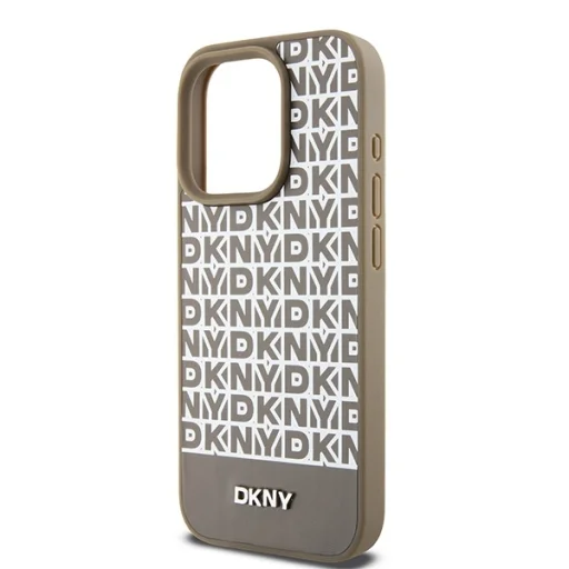 Eredeti DKNY hardcase bőr nyomott mintás fém logóval MagSafe DKHMP15XPSOSPW iPhone 15 Pro Max tok barna - 6