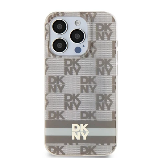 Original Case DKNY kemény tok IML kockás mintával és nyomtatott csíkokkal MagSafe DKHMP13XHCPTSE iPhone 13 Pro Maxhoz bézs tok - 3