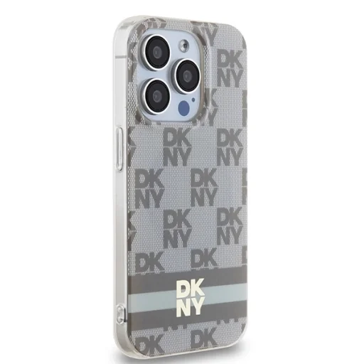 Original Case DKNY kemény tok IML kockás mintával és nyomtatott csíkokkal MagSafe DKHMP13XHCPTSE iPhone 13 Pro Maxhoz bézs tok - 4