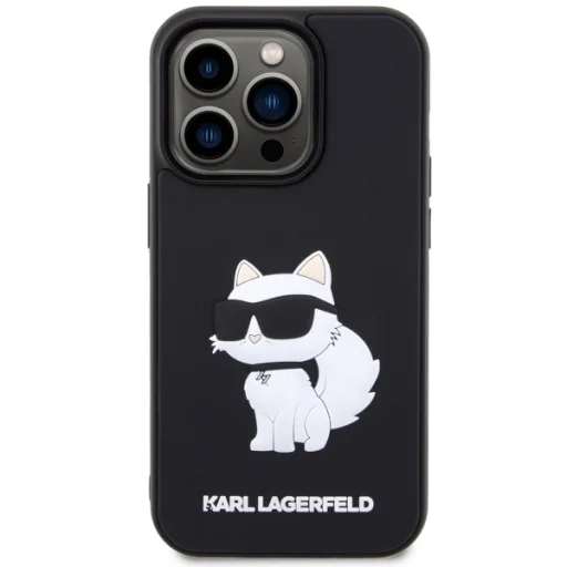 Eredeti Pouch KARL LAGERFELD hardcase Rubber Choupette 3D KLHCP14X3DRKHNK iPhone 14 Pro Max tok Fekete - 3