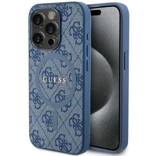 Original Case GUESS hardcase 4G Collection Leather Metal Logo MagSafe GUHMP14LG4GFRB iPhone 14 Pro tok kék - 1