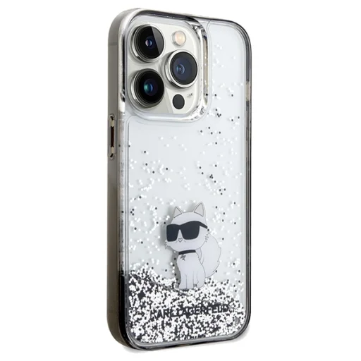 Original Pouch KARL LAGERFELD keménytok Liquid Glitter Choupette KLHCP14LLKCNSK iPhone 14 Pro tok Átlátszó - 4