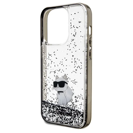 Original Pouch KARL LAGERFELD keménytok Liquid Glitter Choupette KLHCP14LLKCNSK iPhone 14 Pro tok Átlátszó - 6