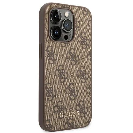 Original Case GUESS Hardcase 4G Metal Gold Logo GUHCP14LG4GFBR iPhone 14 Pro tok Barna - 4