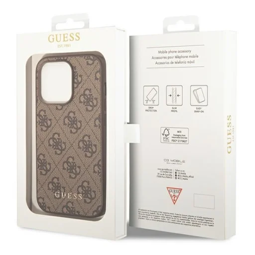 Original Case GUESS Hardcase 4G Metal Gold Logo GUHCP14LG4GFBR iPhone 14 Pro tok Barna - 8