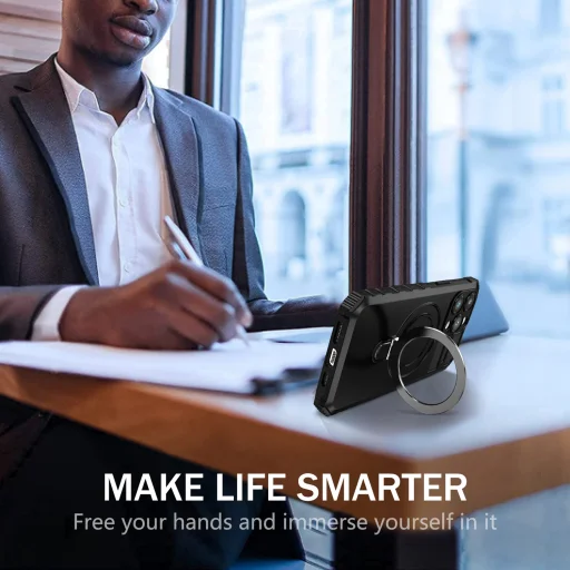 Tel Protect Armor Magsafe Metal Ring tok iPhone 15 Pro fekete - 13