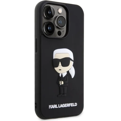 Original Pouch KARL LAGERFELD hardcase Rubber Ikonik 3D KLHCP14L3DRKINK tok for Iphone 14 Pro Black - 4
