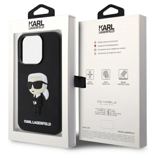 Original Pouch KARL LAGERFELD hardcase Rubber Ikonik 3D KLHCP14L3DRKINK tok for Iphone 14 Pro Black - 8