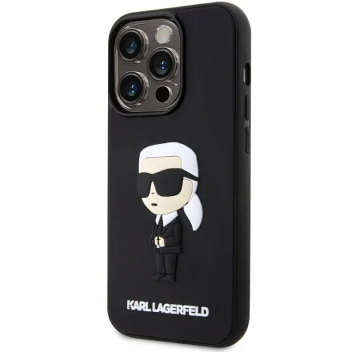 Original Pouch KARL LAGERFELD hardcase Rubber Ikonik 3D KLHCP14L3DRKINK tok for Iphone 14 Pro Black - 2