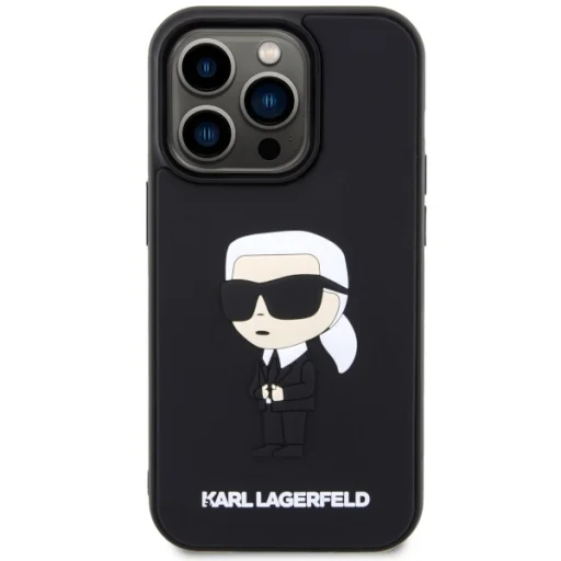 Original Pouch KARL LAGERFELD hardcase Rubber Ikonik 3D KLHCP14L3DRKINK tok for Iphone 14 Pro Black - 3