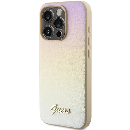 Original Case GUESS hardcase Saffiano Iridescent Script GUHCP14XPSAIRSD iPhone 14 Pro Max tok arany - 2