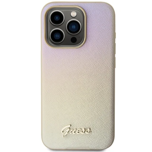 Original Case GUESS hardcase Saffiano Iridescent Script GUHCP14XPSAIRSD iPhone 14 Pro Max tok arany - 3