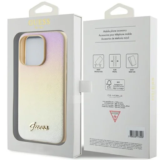 Original Case GUESS hardcase Saffiano Iridescent Script GUHCP14XPSAIRSD iPhone 14 Pro Max tok arany - 8