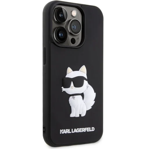Original Pouch KARL LAGERFELD hardcase Rubber Choupette 3D KLHCP14L3DRKHNK tok iPhone 14 Pro készülékhez fekete - 4