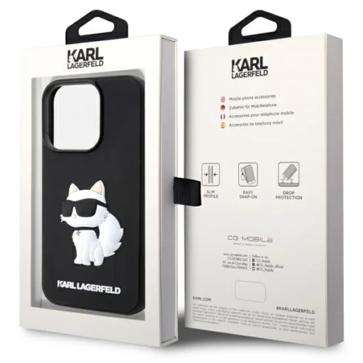 Original Pouch KARL LAGERFELD hardcase Rubber Choupette 3D KLHCP14L3DRKHNK tok iPhone 14 Pro készülékhez fekete - 8