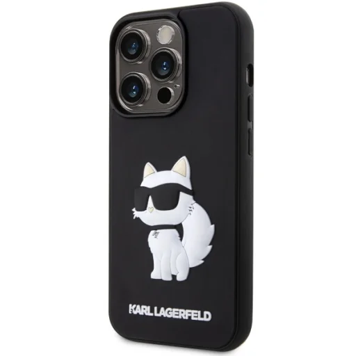 Original Pouch KARL LAGERFELD hardcase Rubber Choupette 3D KLHCP14L3DRKHNK tok iPhone 14 Pro készülékhez fekete - 2