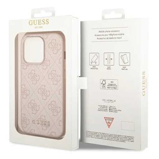 Original Case GUESS Hardcase 4G Metal Gold Logo GUHCP14LG4GFPI for iPhone 14 Pro Pink tok - 8