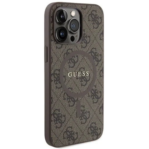 Original Case GUESS Hardcase 4G Collection Leather Metal Logo MagSafe GUHMP13LG4GFRW tok iPhone 13 Pro barna - 4