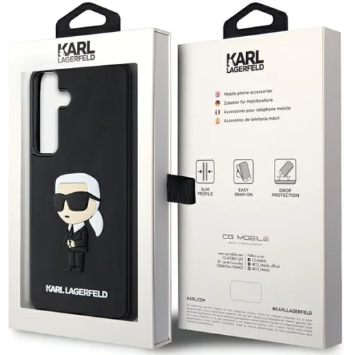 Eredeti Pouch KARL LAGERFELD kemény tok 3D Rubber Ikonik KLHCS24S3DRKINK Samsung Galaxy S24 fekete tok - 8