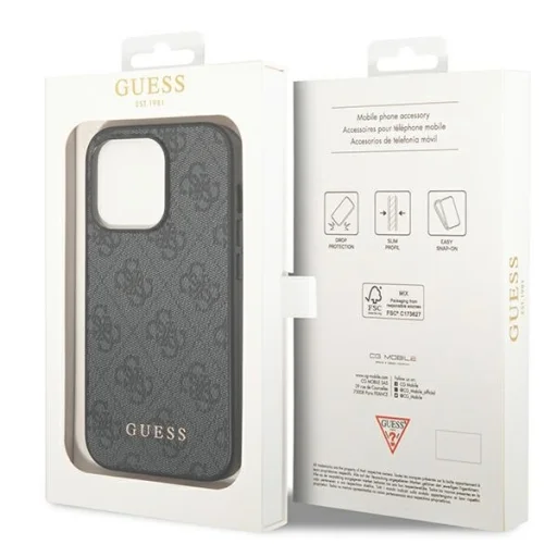 Original Case GUESS Hardcase 4G Metal Gold Logo GUHCP14LG4GFGR tok iPhone 14 Pro szürke - 8