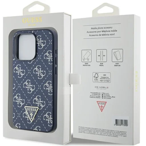 Original Case GUESS kemény tok 4G Triangle Metal Logo GUHCP15LPG4GPB iPhone 15 Pro kék tok - 8
