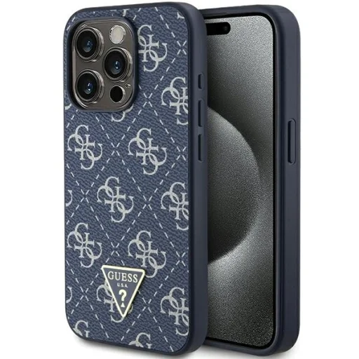 Original Case GUESS kemény tok 4G Triangle Metal Logo GUHCP15LPG4GPB iPhone 15 Pro kék tok - 1