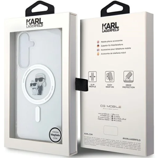 Eredeti Pouch KARL LAGERFELD keménytok IML Karl&Choupette MagSafe KLHMS24SHGKCNOT Samsung Galaxy S24 tok átlátszó - 8